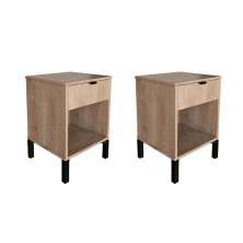 Conjunto com 2 Mesas de Cabeceira Morgan 2 Gavetas Amadeirado