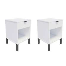 Conjunto com 2 Mesas de Cabeceira Morgan 2 Gavetas Branco