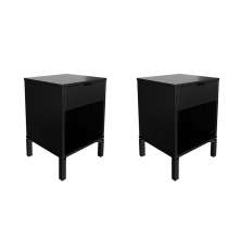 Conjunto com 2 Mesas de Cabeceira Morgan 2 Gavetas Preta