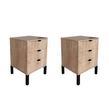 Conjunto com 2 Mesas de Cabeceira Morgan 6 Gavetas Amadeirada
