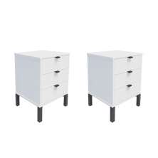 Conjunto com 2 Mesas de Cabeceira Morgan 6 Gavetas Branco