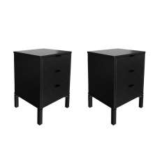 Conjunto com 2 Mesas de Cabeceira Morgan 6 Gavetas Preto