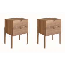 Conjunto com 2 Mesas de Cabeceira Oslo 4 Gavetas Hanover