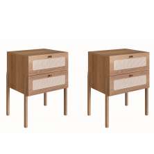 Conjunto com 2 Mesas de Cabeceira Oslo Palhinha 4 Gavetas Hanover