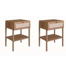 Conjunto com 2 Mesas de Cabeceira Oslo Palinha 2 Gavetas Hanover