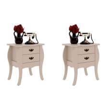 Conjunto com 2 Mesas de Cabeceira Premier 4 Gavetas Off White
