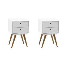 Conjunto com 2 Mesas de Cabeceira Retrô 4 Gavetas Branco
