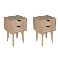 Conjunto com 2 Mesas de Cabeceira Smile 4 Gavetas Madeira