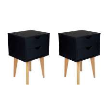 Conjunto com 2 Mesas de Cabeceira Smile 4 Gavetas Preto