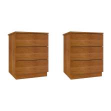 Conjunto com 2 Mesas de Cabeceira Veronna 3 Gavetas Cinamomo