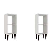 Conjunto com 2 Mesas de Cabeceira com Prateleira Jorah Branco