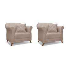 Conjunto com 2 Poltronas Abruzzo Linho Areia