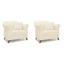 Conjunto com 2 Poltronas Abruzzo Linho Pérola
