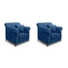 Conjunto com 2 Poltronas Abruzzo Suede Azul Marinho