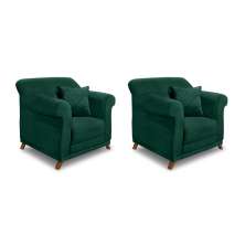Conjunto com 2 Poltronas Abruzzo Veludo Verde Floresta