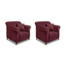 Conjunto com 2 Poltronas Abruzzo Veludo Vinho