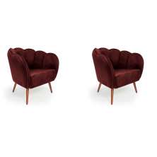 Conjunto com 2 Poltronas Ariel Pé Palito Veludo Malbec e Cobre