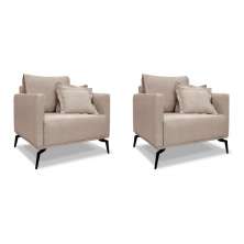 Conjunto com 2 Poltronas Lazio Linho Areia