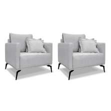 Conjunto com 2 Poltronas Lazio Linho Grigio