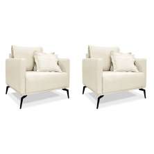 Conjunto com 2 Poltronas Lazio Linho Natural