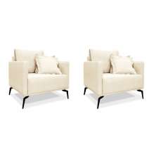 Conjunto com 2 Poltronas Lazio Linho Pérola