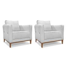 Conjunto com 2 Poltronas Potenza Linho Grigio