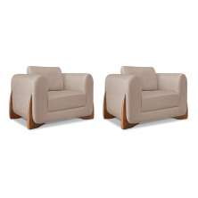 Conjunto com 2 Poltronas Yves Linho Areia