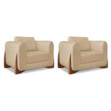 Conjunto com 2 Poltronas Yves Linho Dourado