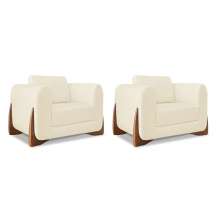 Conjunto com 2 Poltronas Yves Linho Pérola