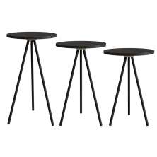 Conjunto com 3 Mesas Laterais Neão Preto