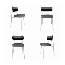 Conjunto com 4 Cadeiras Alloa Polipropileno Cinza e Preto