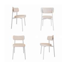Conjunto com 4 Cadeiras Alloa Polipropileno Palha e Branco