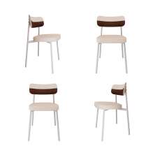 Conjunto com 4 Cadeiras Alloa Polipropileno Palha e Whisky