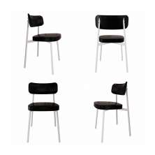 Conjunto com 4 Cadeiras Alloa Revestimento Sintético Preto e Branco