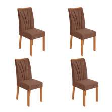 Conjunto com 4 Cadeiras Apogeu Revestimento Sintético Avelã e Amêndoa