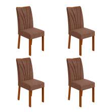 Conjunto com 4 Cadeiras Apogeu Revestimento Sintético Avelã e Frassino
