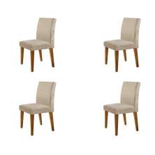 Conjunto com 4 Cadeiras Atenas Suede Amassado Chocolate e Capuccino