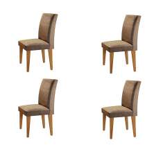 Conjunto com 4 Cadeiras Atenas Suede Animalle Chocolate e Capuccino