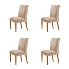 Conjunto com 4 Cadeiras Aurora Veludo Bege e Capuccino