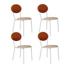 Conjunto com 4 Cadeiras Elipse Poliéster Areia e Caramelo com Branco