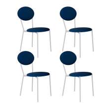 Conjunto com 4 Cadeiras Elipse Poliéster Azul e Branco