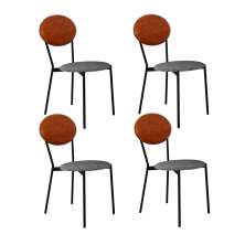 Conjunto com 4 Cadeiras Elipse Poliéster Prata e Caramelo com Preto