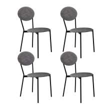 Conjunto com 4 Cadeiras Elipse Poliéster Prata e Preto