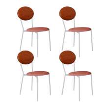 Conjunto com 4 Cadeiras Elipse Poliéster Rosa e Caramelo com Branco