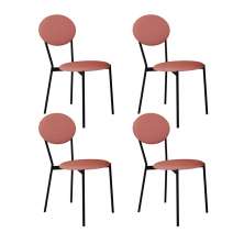 Conjunto com 4 Cadeiras Elipse Poliéster Rosa e Preto