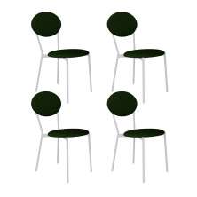 Conjunto com 4 Cadeiras Elipse Poliéster Verde Musgo e Branco