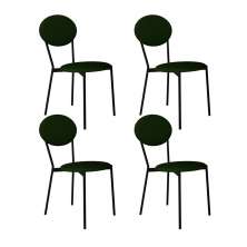 Conjunto com 4 Cadeiras Elipse Poliéster Verde Musgo e Preto