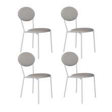 Conjunto com 4 Cadeiras Elipse Revestimento Sintético Cinza Claro e Branco
