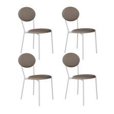 Conjunto com 4 Cadeiras Elipse Revestimento Sintético Cinza e Branco