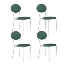 Conjunto com 4 Cadeiras Elipse Revestimento Sintético Verde e Branco